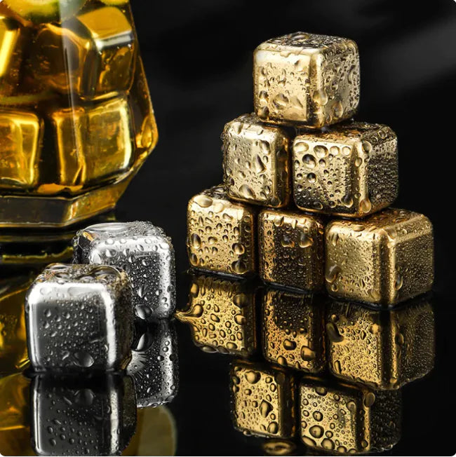 Stainless Steel Reusable Ice Cubes for Beverage, Wine, Beer & Whiskey (Bar Stones)