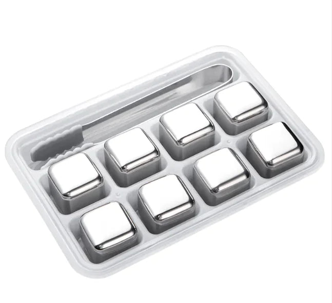 Stainless Steel Reusable Ice Cubes for Beverage, Wine, Beer & Whiskey (Bar Stones)